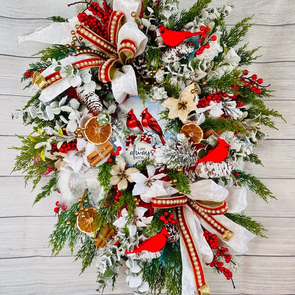 Elegant Holiday Wreath with Red and Green Accents